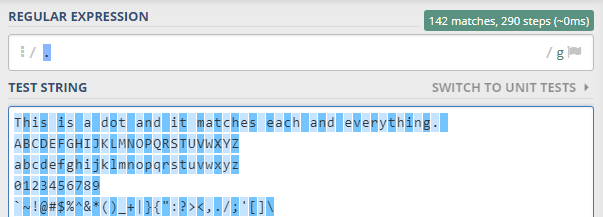 dot or period in regex tutorial